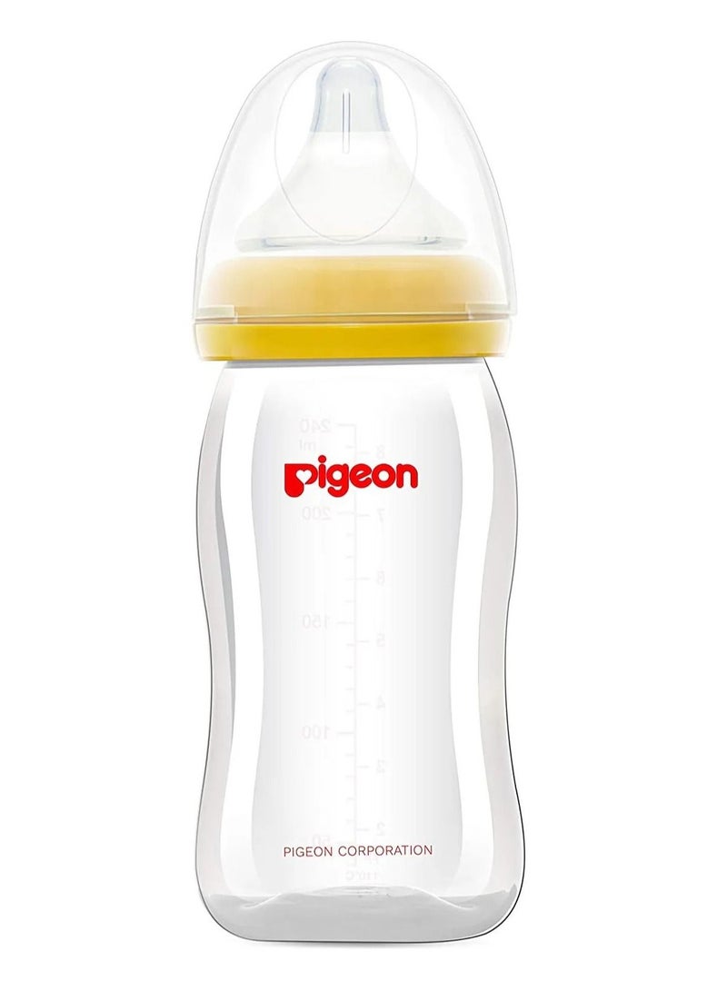 Pigeon Plastic Wide Neck Feeding Bottle Yellow 240 ML 3M +